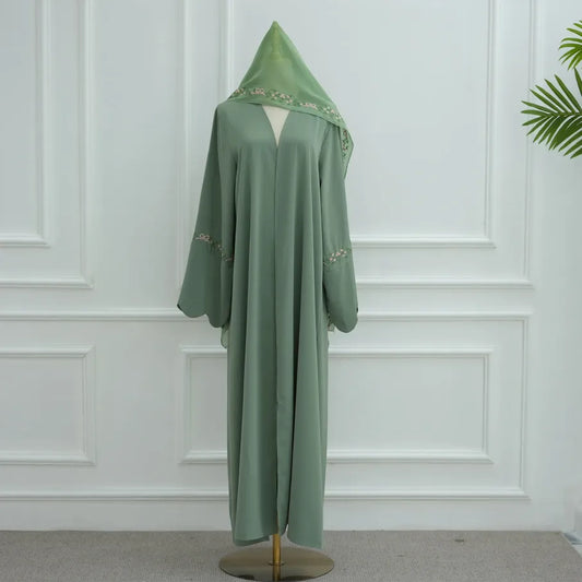 Women’s Embroidered Chiffon Abaya with Scarf