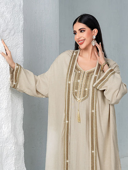Saharawi Signature Embroidered Abaya with Inner Dress