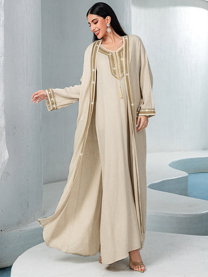 Saharawi Signature Embroidered Abaya with Inner Dress
