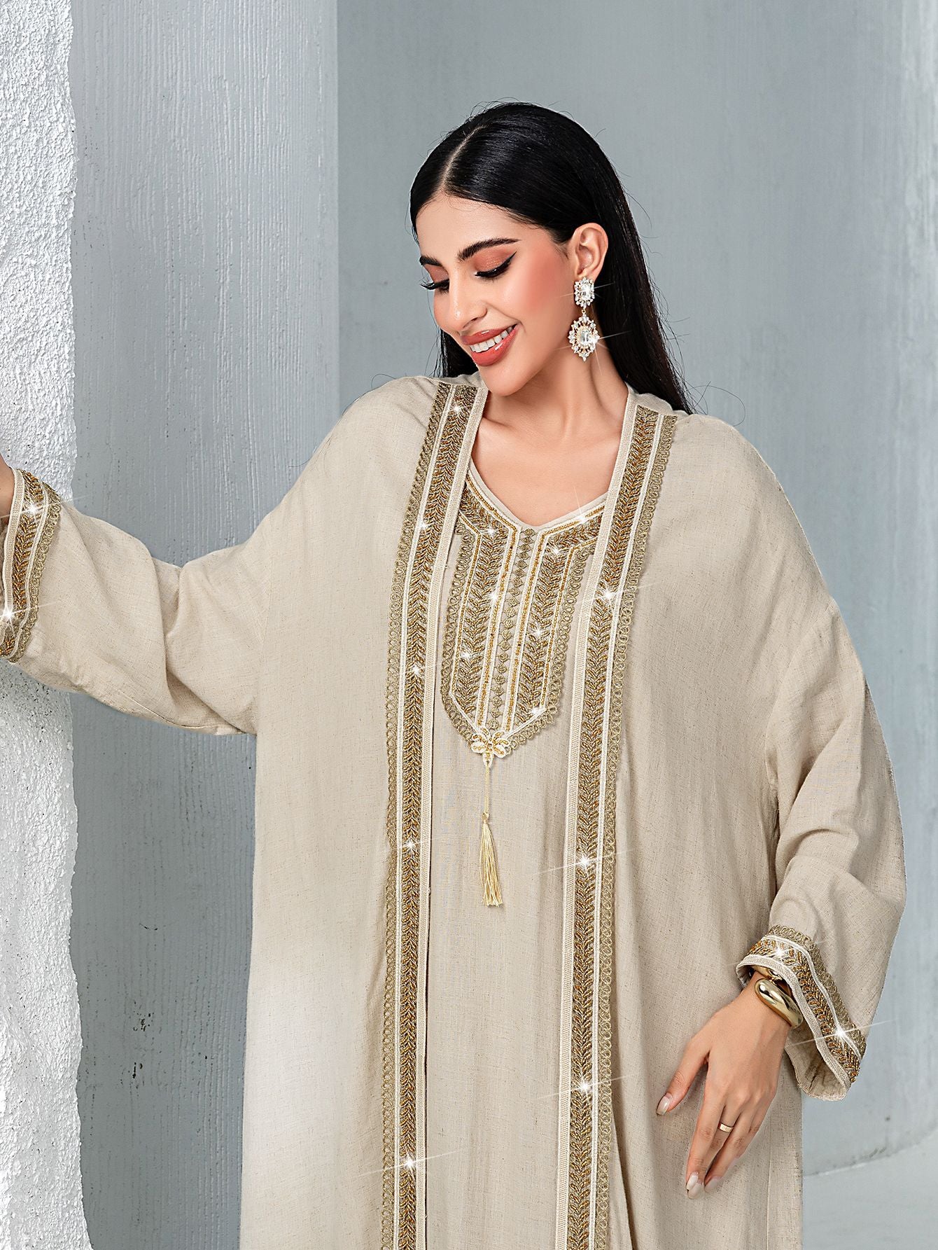Saharawi Signature Embroidered Abaya with Inner Dress
