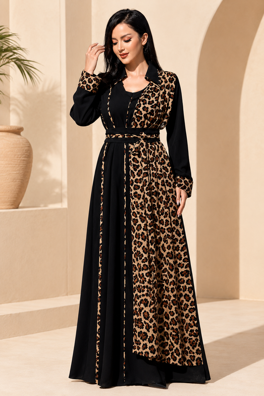 Saharawi Leopard Print Long Dress