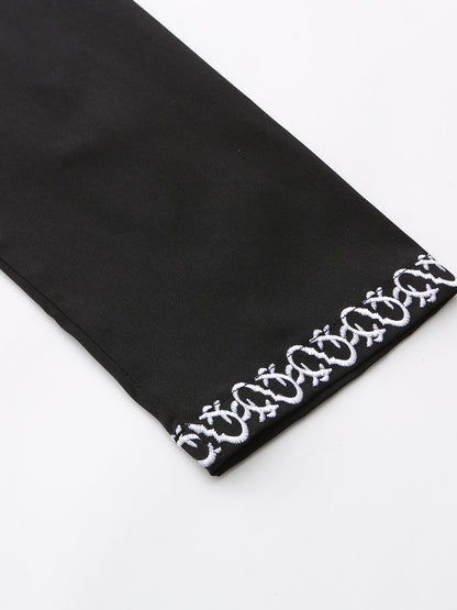 Saharawi Black Hooded Thobe with Embroidery