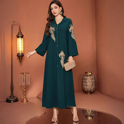 Saharawi Emerald Hooded Dress