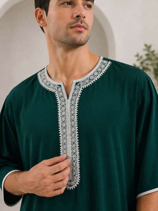 Saharawi Men's Embroidered Moroccan Gandoura Thobe