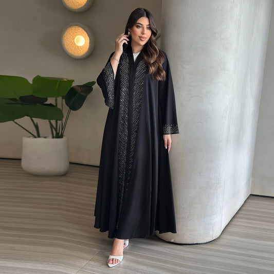 Saharawi Luxury Black Embellished Abaya