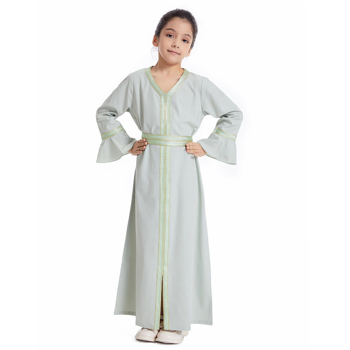 Girls Traditional Embroidered Kaftan Dress