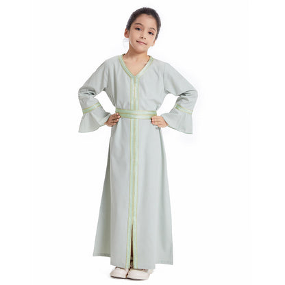 Girls Traditional Embroidered Kaftan Dress