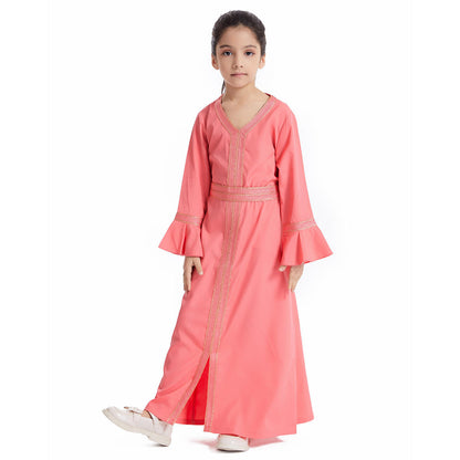 Girls Traditional Embroidered Kaftan Dress