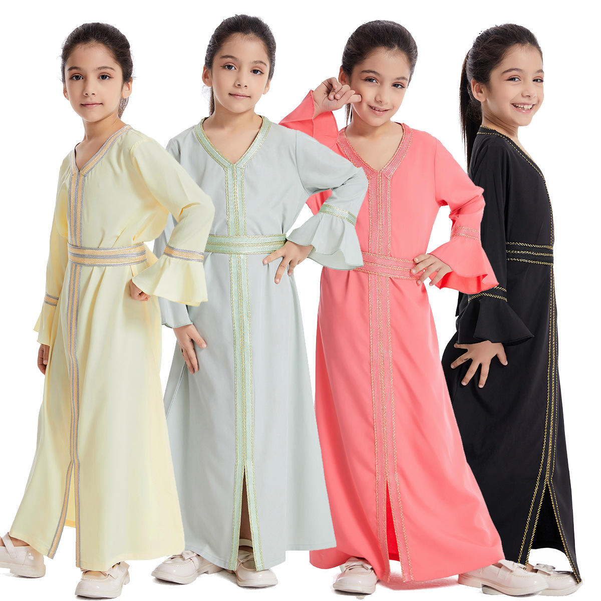 Girls Traditional Embroidered Kaftan Dress