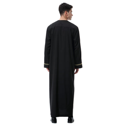 Saharawi Men's Embroidery Black Moroccan Thobe