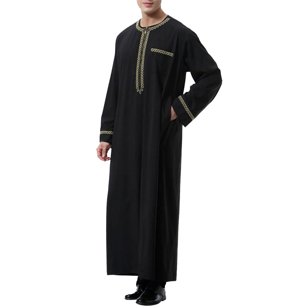 Saharawi Men's Embroidery Black Moroccan Thobe