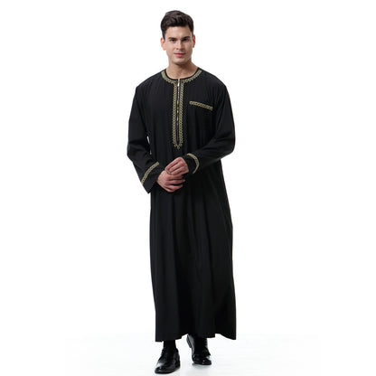 Saharawi Men's Embroidery Black Moroccan Thobe