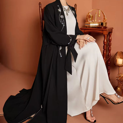 Saharawi Elegant Black Embellished Abaya