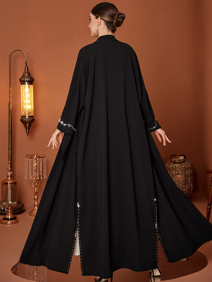 Saharawi Elegant Black Embellished Abaya