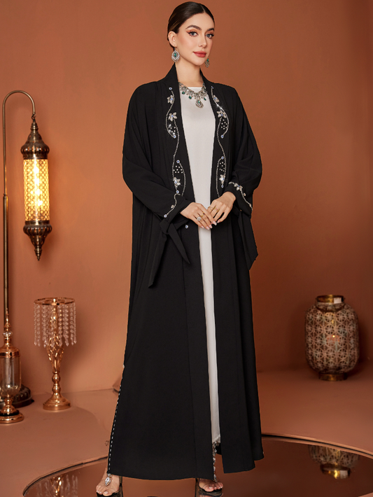 Saharawi Elegant Black Embellished Abaya