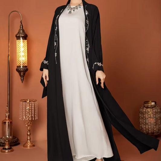 Saharawi Elegant Black Embellished Abaya