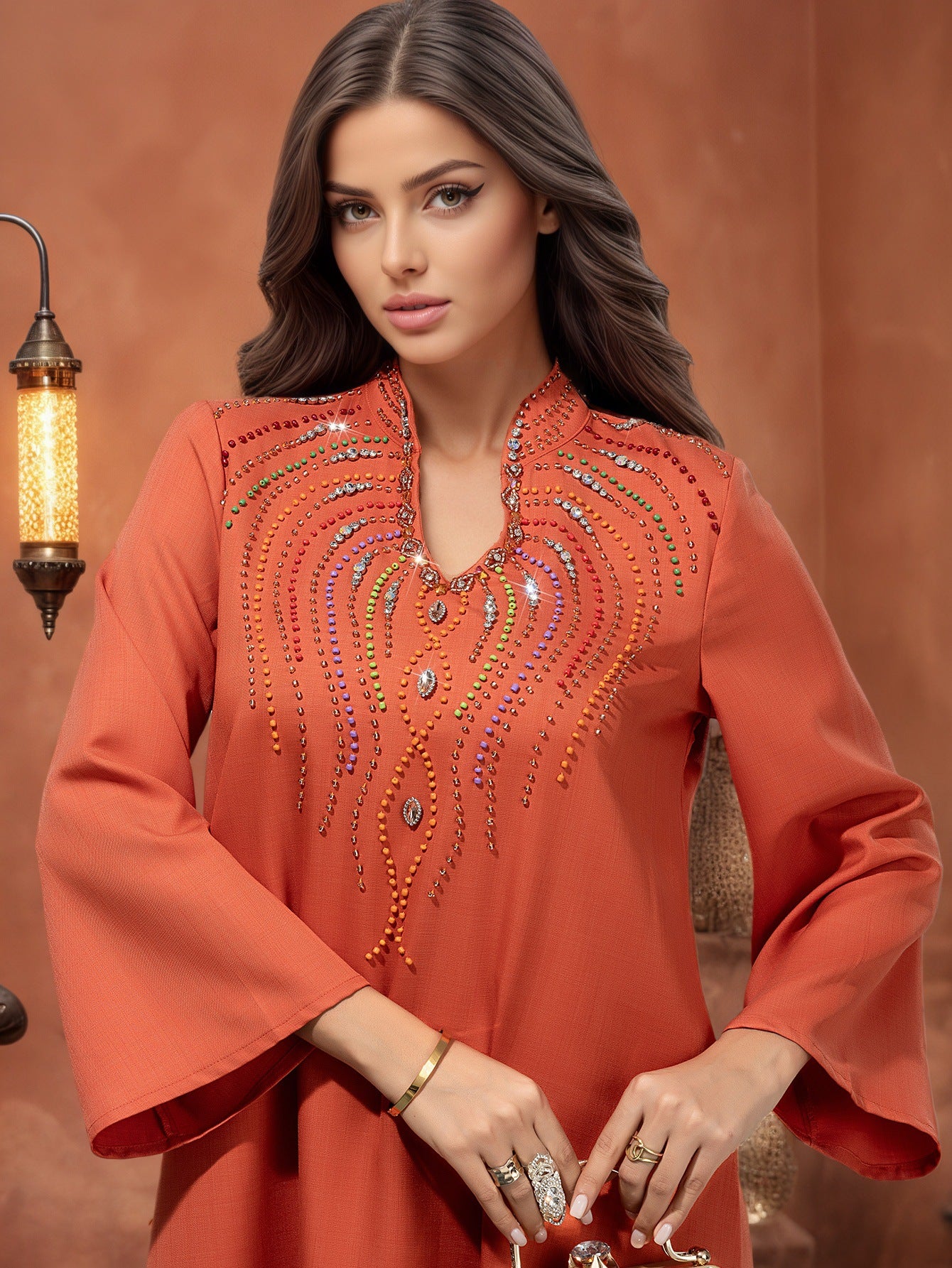 Saharawi Sunset Glow Embellished Dress