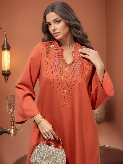 Saharawi Sunset Glow Embellished Dress