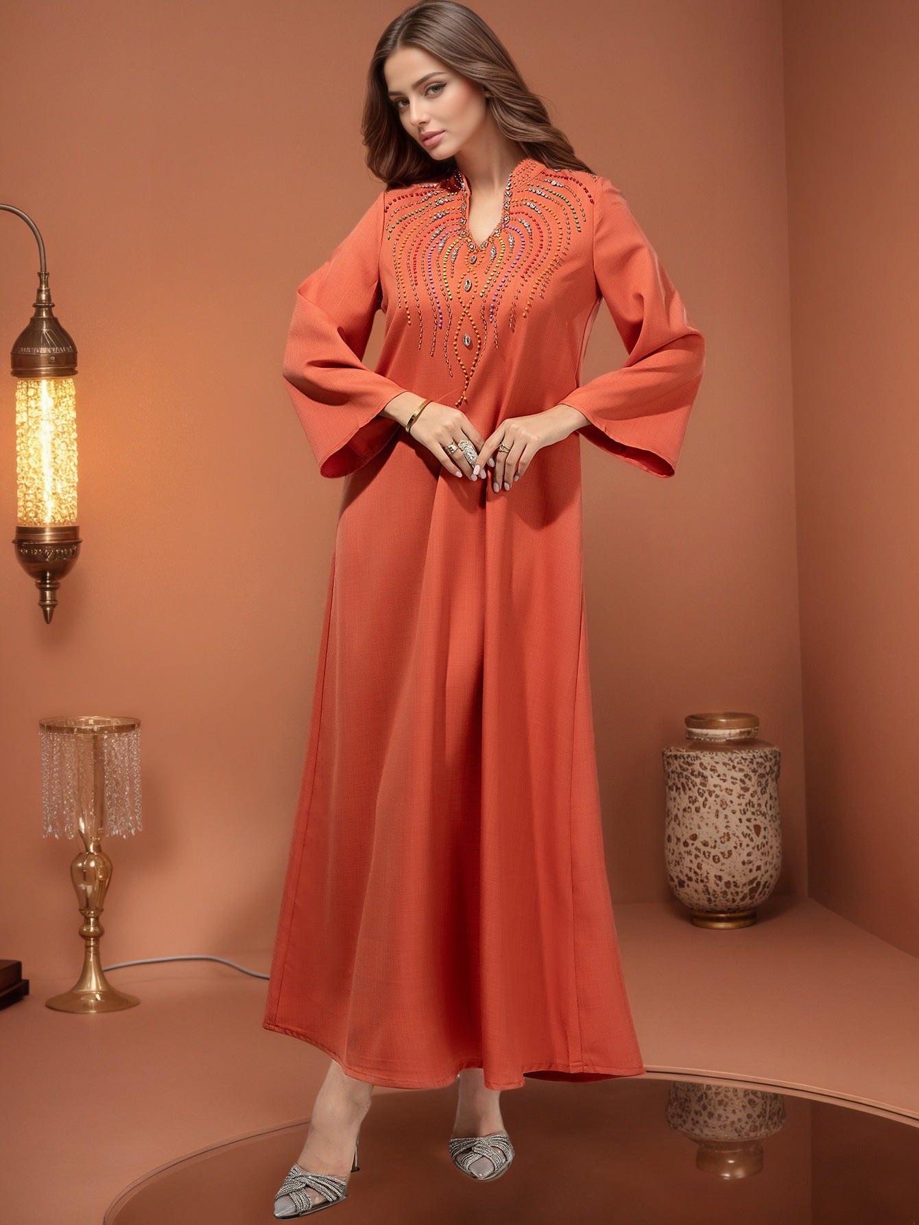 Saharawi Sunset Glow Embellished Dress