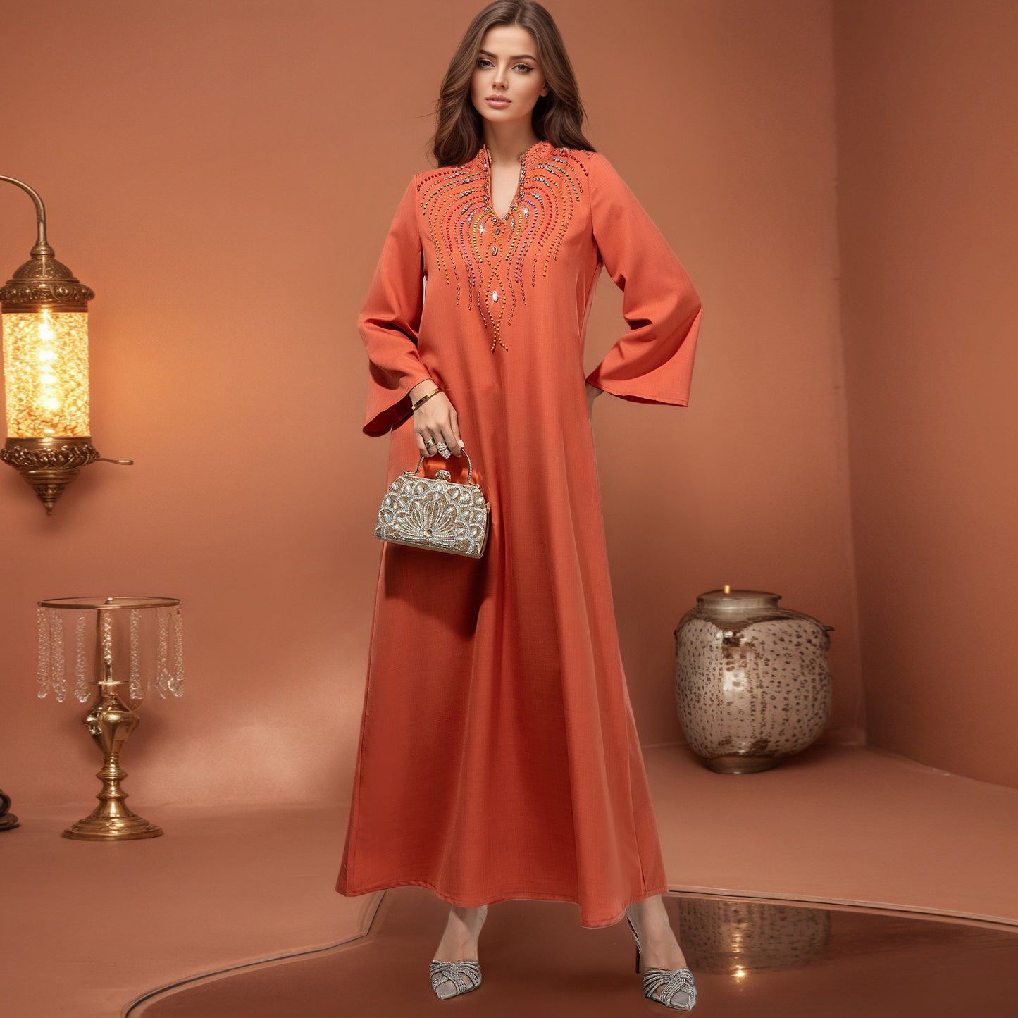 Saharawi Sunset Glow Embellished Dress