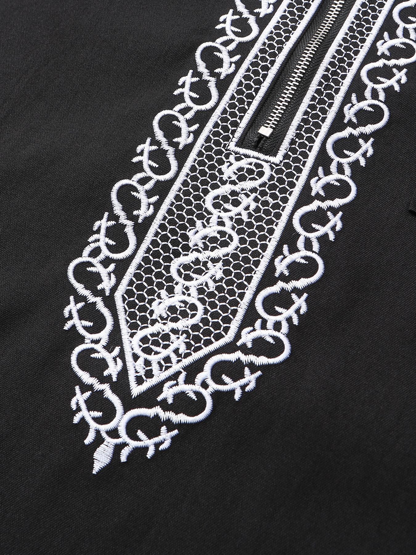 Saharawi Black Hooded Thobe with Embroidery