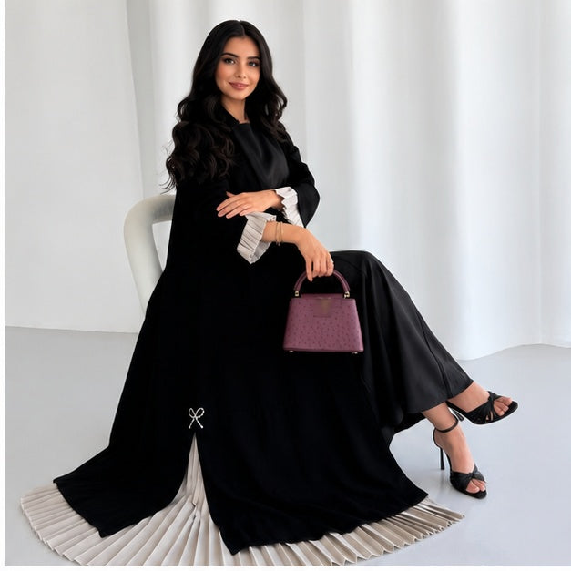 Saharawi Elegant Black Open Abaya