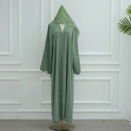 Women’s Embroidered Chiffon Abaya with Scarf
