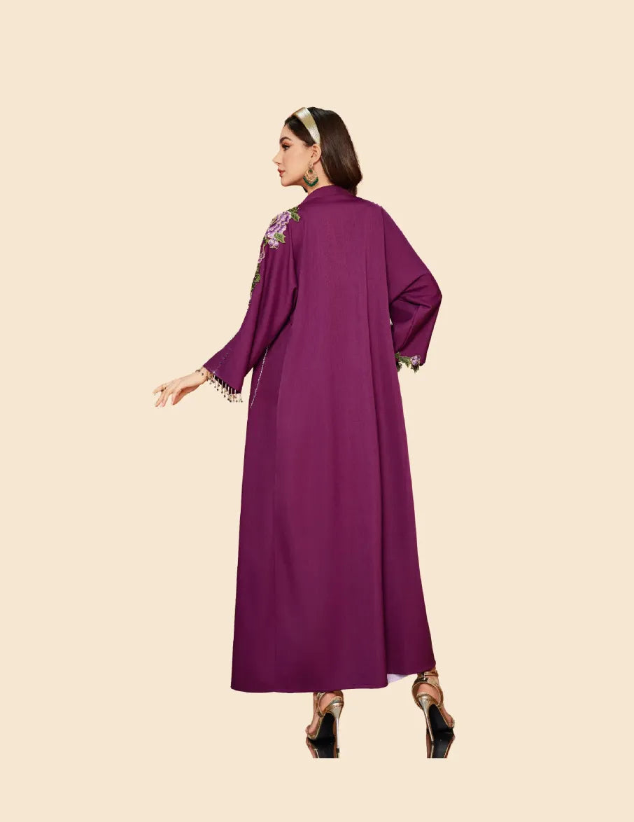 Saharawi Women’s Open-Front Embroidered Abaya