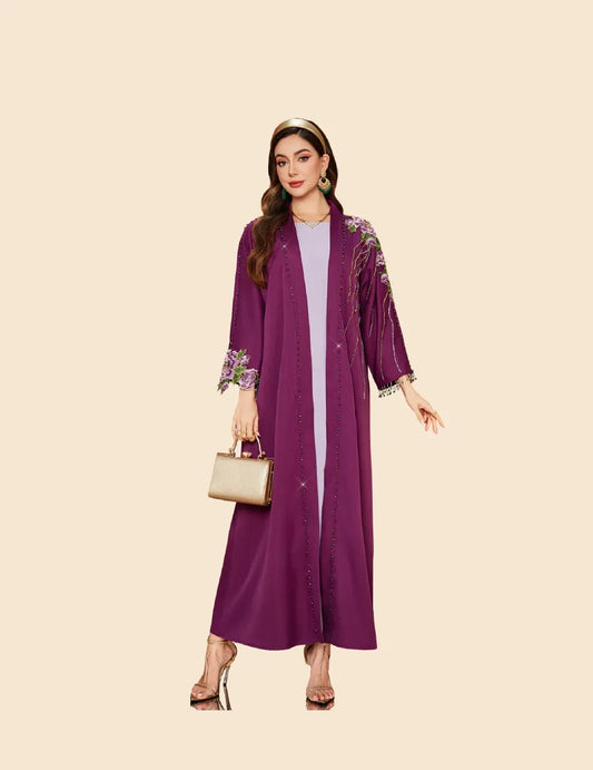 Saharawi Women’s Open-Front Embroidered Abaya
