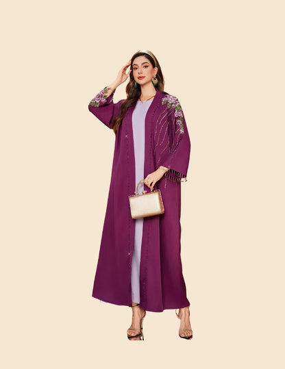 Saharawi Women’s Open-Front Embroidered Abaya