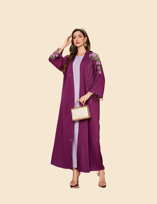 Saharawi Women’s Open-Front Embroidered Abaya